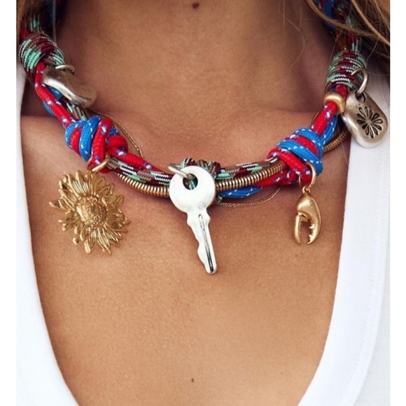 Jewelry - Colorful Rope Necklace with Gold Charms